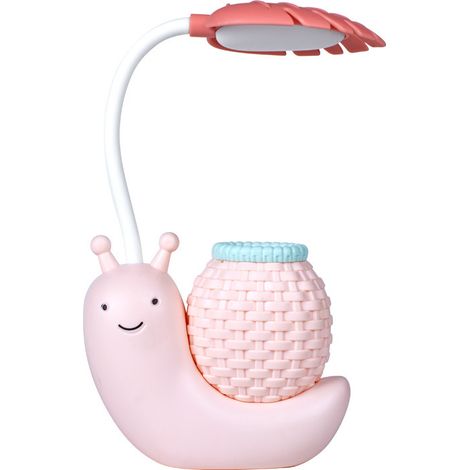 Lampe de bureau LED USB chargeant la lecture des enfants protection des yeux veilleuse dessin animé escargot ( rose)