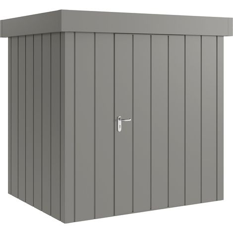 Hörmann Metall-Gerätehaus "Juno" mit Flachdach, JFD4 - Modern Europapromotion, 214 x 166 cm (B x T), graualuminium, 1-flüglige Tür, Anschlag rechts (1/5)