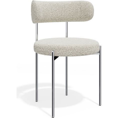 Lot de 2 chaises en bouclette crème MUSE (1/5)