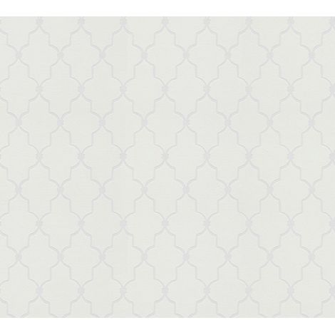 Papier peint intissé en mosaique blanc Tapisserie moderne style baroque Papier peint élégant 25 x 1,06 m à peindre idéal pour cuisine (1/4)