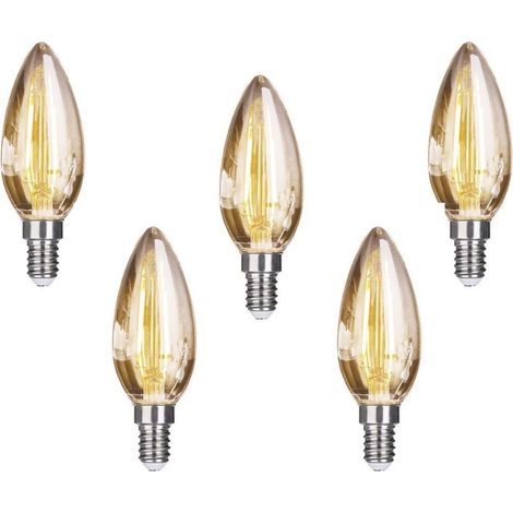 Pack 5 Bombillas Vela Dorada Filamento Led 4w 2200k