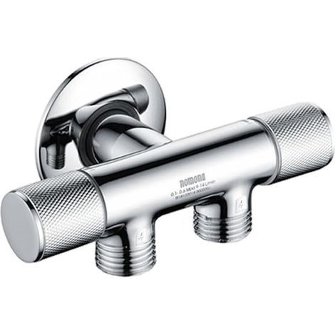Vanne d'angle d'eau en laiton chromé G1/2" Connexion murale × Sorties G1/2" Vanne combinée avec clapet anti-retour pour toilettes, robinet de lavabo, robinet de cuisine (1/5)