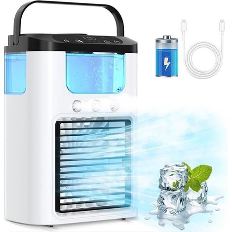 Ecleanfy - Climatiseur Mobile 600ml,Refroidisseur d'air 4 en 1,Climatiseur Portable avec 3 Vitesses 3 Modes de Brumisation,Veilleuse 7 Couleur (1/5)