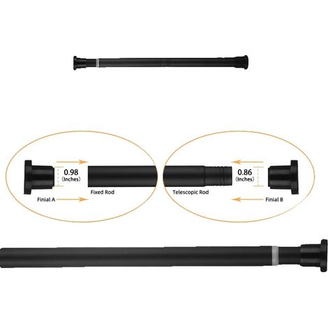 Barra para cortina de ducha, longitud ajustable, diseño telescópico, color negro, 80-105 cm. (1/2)
