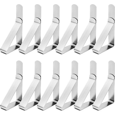 Paquete de 12 pinzas para manteles de picnic, de acero inoxidable, para restaurantes, picnics, carpas, bodas y graduaciones (1/5)