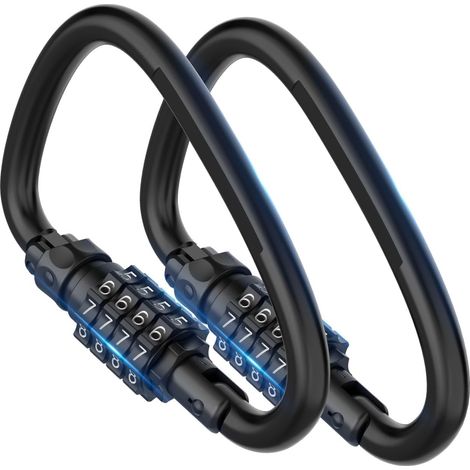 Lucchetto a combinazione a 2 pezzi, moschettone a 4 cifre per impieghi gravosi, lucchetto a combinazione a D per cavo di sicurezza per bicicletta, lucchetto per casco, lucchetto per esterni, lucchetto (1/5)