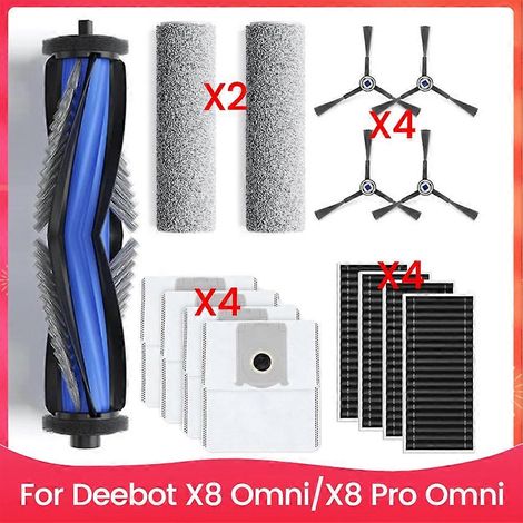 Accessoire Lot pour X8 Omni/X8 Pro Omni Rubber Main Brosse HEPA Filtres Wiper Rollers Side Brosses Dust Bags (1/5)