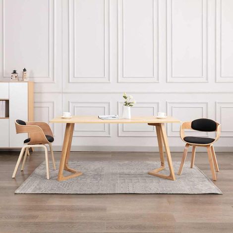 vidaXL Sillas de comedor 2 unidades madera curvada y cuero sintético (1/5)