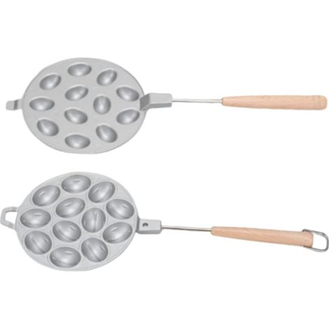 Noyer Cookie Maker, Non Stick Nut Cookies Maker ovale Cookies pâtisserie outil de cuisson avec manche en bois pour la cuisine (12 trous) (1/5)