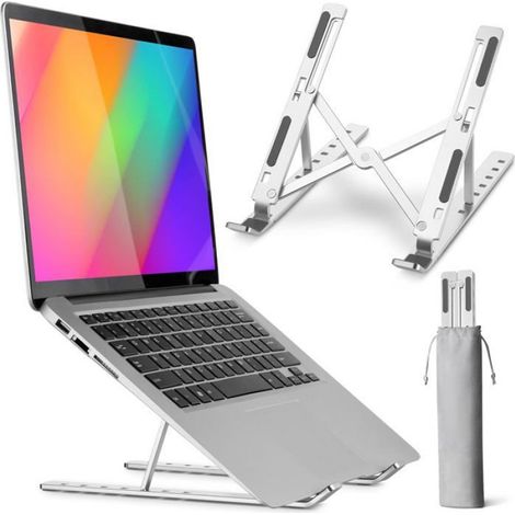 Support pour ordinateur portable en aluminium avec réglage en 7 points pour ordinateurs portables de 16 à 18 pouces,argent (1/5)