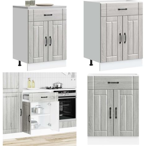 Base da Cucina Lucca Grigio Sonoma in Legno Multistrato - Base da cucina - Armadio in truciolato