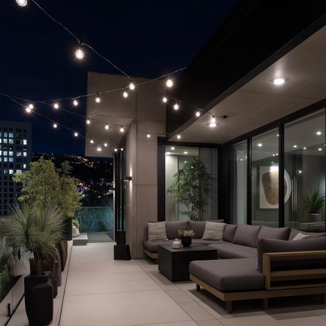 Kit Ghirlanda Luci per Esterno IP44 10m Nero + 10 Lampadine Filamento LED B22 2W G45 4000K Bianco Naturale