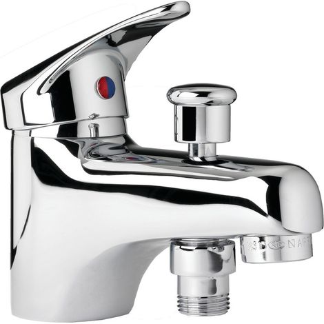 Mitigeur de baignoire monotrou chromé – Corps laiton – Mousseur anticalcaire – Raccord flexible pré-monté EPDM – Kramer