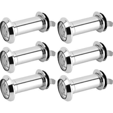 Oeilleton de porte 220° réglable 14mm Lot de 6 pour porte 35-55mm avec cache anti-regard sécurité (1/4)