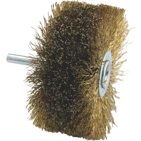 Tivoly • Brosse Circulaire • Fil Acier Laitonné • Ø8030mm • Queue Cylindrique Ø6mm • Pour Décapage du Bois Dur (1/2)