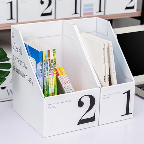 Rangeur de fichiers vertical pour bureau - Papier - Design slim et waterproof avec marquage numérique - Organiseur pour livres, documents, magazines, lettres, papiers et enveloppes - 1 unité (1/5)