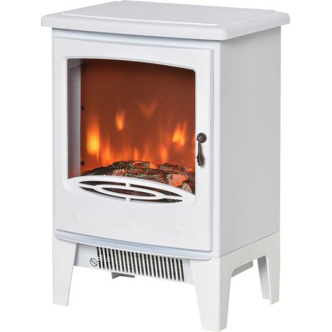 Cheminée électrique avec chauffage, cheminée électrique avec effet flamme LED, cheminée décorative 900 1800 W, poêle cheminée électrique, blanc (1/5)