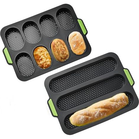 Antihaft-Silikon-Baguetteform, längliche Brotform, Hot-Dog-Baguetteform (Grau, Baguette) (1/5)