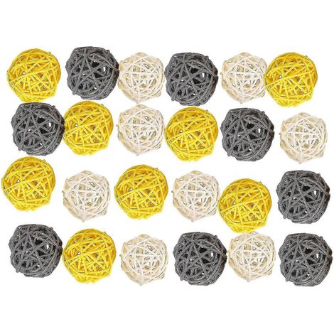 Boules de rotin, 24 boules décoratives de 5 cm, sphères, garnitures pour bols en roseau (1/5)