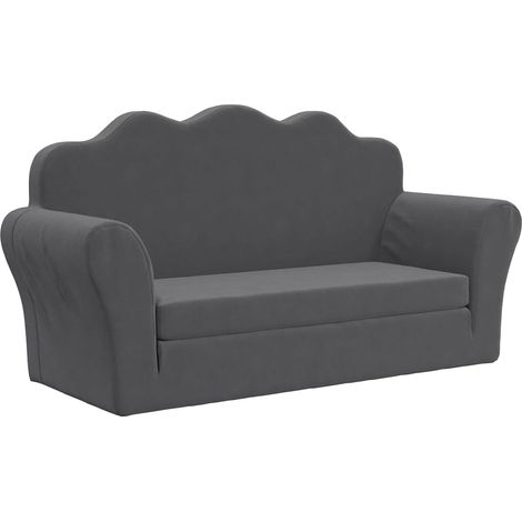 Canapé-lit，Canapé convertible pour enfants 2 places anthracite peluche douce CFW73938 (1/5)