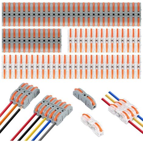 50 Pièces Connecteur Electrique, Raccord Electrique avec Levier de Commande Conducteurs Bilatéraux, Connecteur Electrique Rapide Combinables pour Câbles Connecter (1/5)