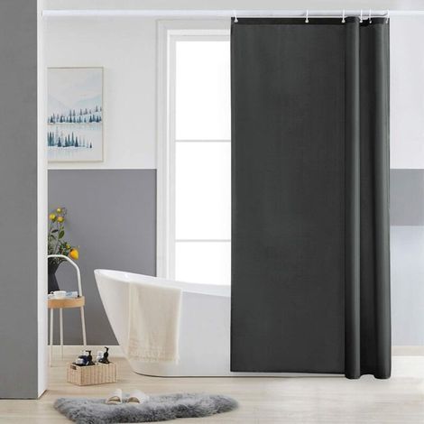 Tenda da doccia piccola ZOLGINAH, grigio scuro, antimuffa, 180 x 200 cm, tessuto in poliestere, impermeabile, lavabile in lavatrice, 6 ganci. (1/5)
