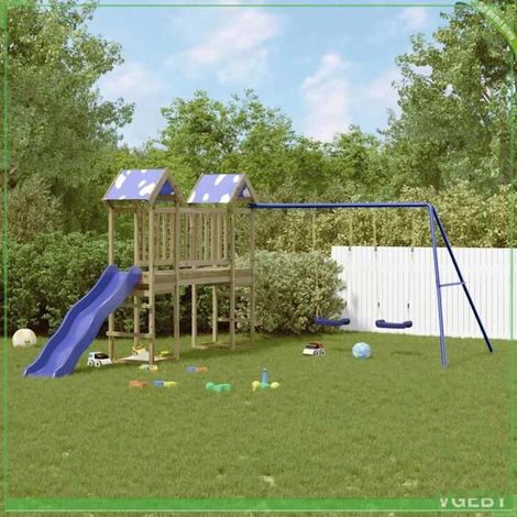 Aire de jeux d'extérieur - 3279021 - Bois de pin imprégné - 308 x 421 x 195 cm - Toboggan & balançoire (1/5)
