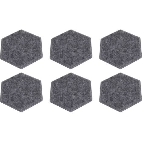 Lot de 12 panneaux acoustiques hexagonaux haute densité, insonorisants et à bords biseautés, 14 x 12 x 7 cm, gris foncé (1/5)