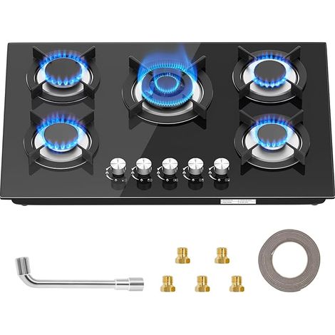 Plaque de Cuisson Gaz 5 feuxs, Plaque de cuisson encastrable 5 foyers, Convient pour le Gaz Naturel ou le Propane (1/4)