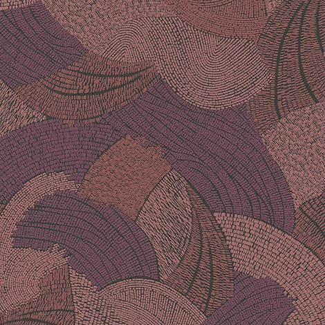Carta da parati etnica Profhome 399352 Carta da parati TNT leggermente strutturata con pattern astratto opaca rosso rosso-vino viola-bordeaux violetto-pastello 5,33 m2