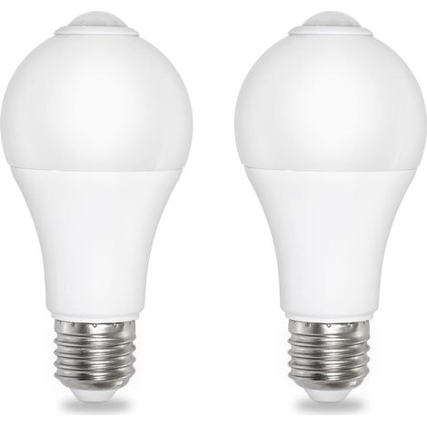 Ampoule Capteur Crépusculaire E27 12W Blanc Froid 6000K 1000lm, AC 230V, 120 degrés, Auto on/off, Ampoule Détecteur de Lumière E27 pour Entrée Jardin Extérieur, lot de 2 (1/5)