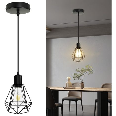 Suspension Luminaire Rétro Lustre Plafonnier douille E27 Vintage Noir Lampe Cage Éclairage de Plafond Abat-jour en Métal pour Salon Cuisine Chambre sans ampoule (1/5)