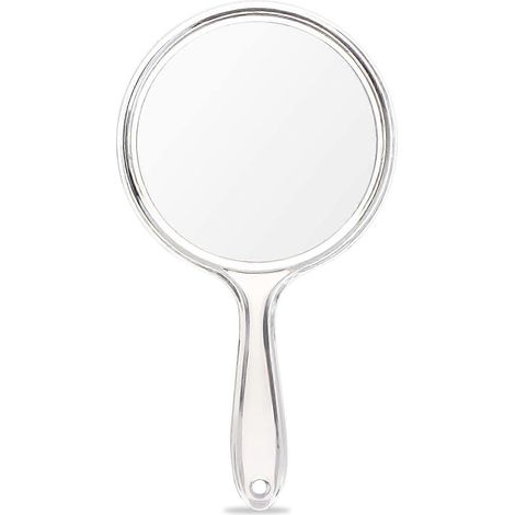 Miroir à main, miroir double face grossissant 1x/2x avec poignée, lot de 1 (transparent) [jkw] (1/3)
