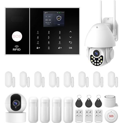 1 Kit Système D'alarme, Caméra 3 Mp, Connexion Wifi 4g, Capteurs Mouvement, Protection Maison