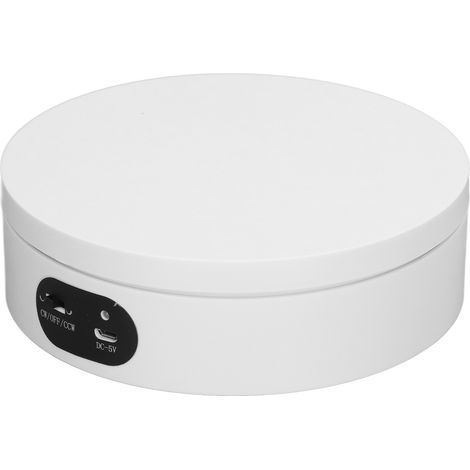 Support Rotatif Blanc Résine Époxy Moteur Silencieux Automatique pour Tasses et Objets Décoratifs, Plateau Tournant Électrique, Présentoir Pivotant pour Collection, Base Rotative Stable (1/5)