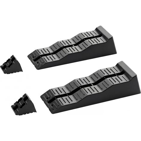 Wiltec Set de 2 rampas de nivelación caravanas con 2 calzos de rueda máx. 5 t niveladores para autocaravanas 3 niveles de altura 40/70/100 mm para nivelar coches remolques, caravanas, autocaravanas (1/5)