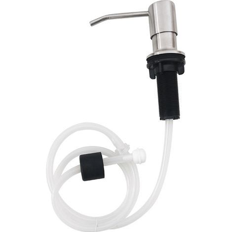 Seifenspender aus Edelstahl mit Desinfektionsmittelpumpe, 360°-Drehung, Spender für Flüssigseife/Geschirrspülgel (1 m flexibler Schlauch, gebürsteter Edelstahl) (1/5)