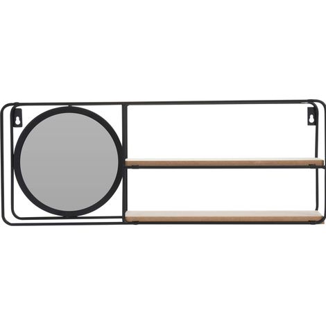 Étagère décorative avec petit miroir, 2 niveaux, 59 x 20 cm (1/2)