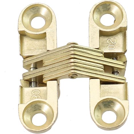 Bisagra invisible para puertas plegables con marco de acero inoxidable y cuerpo de aleación de zinc para proyectos de madera comerciales y domésticos (dorada, 11 x 40 mm)