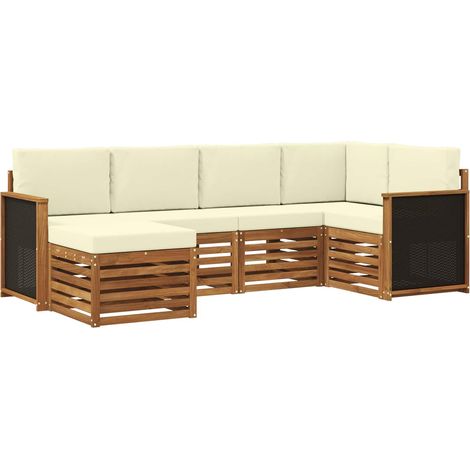 Outdoor Sofa Set 5 pcs Natural and Cream vidaXL (1/5)