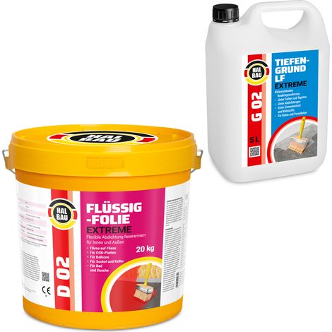 HALBAU Dichtset für Duschabdichtung Bad Abdichtung Dichtband Flüssigfolie 20kg H204 (1/5)