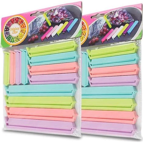 pouch Clips, 24 Pack Plastic Food Sealing Closure Clips Anti-oxidation Clips For Kitchen Multicolor 7cm 10cm 14.5cm(a) (1/5)