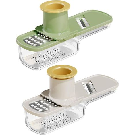 Mini mandoline 2 pièces, 3 en 1 - Éplucheur à gingembre et à ail, hachoir à légumes avec récipient