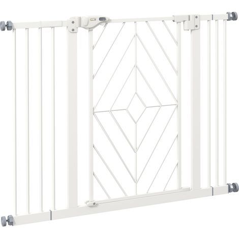 AMXCNOY Portière de sécurité pour escalier pour chien porte automatique sans perçage barrière de sécurité 74-100 cm blanc (1/5)