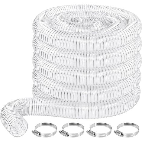 Tuyau d'aspiration en PVC transparent de 50 mm, tuyau spiralé pour système d'aspiration avec ressort en acier, tuyau d'aspirateur flexible pour atelier, CNC, aspiration de poussière de bois (3 m) (1/5)