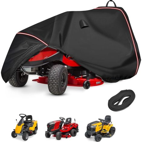 420D Cover for Lawn Tractor, Ride-On Mower, Weatherproof, UV Protection with Reflective Strip, 6 m Mounting Strap (210 x 110 x 115 cm) (1/5)