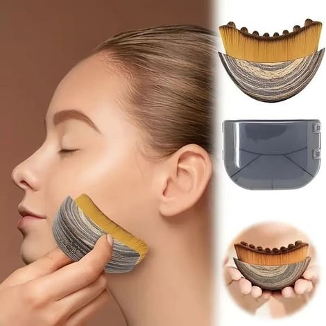 Brosse de drainage lymphatique pour le visage (1 pièce), massage lymphatique pour le visage, le menton et le contour de la mâchoire, brossage à sec, design ergonomique. (1/5)
