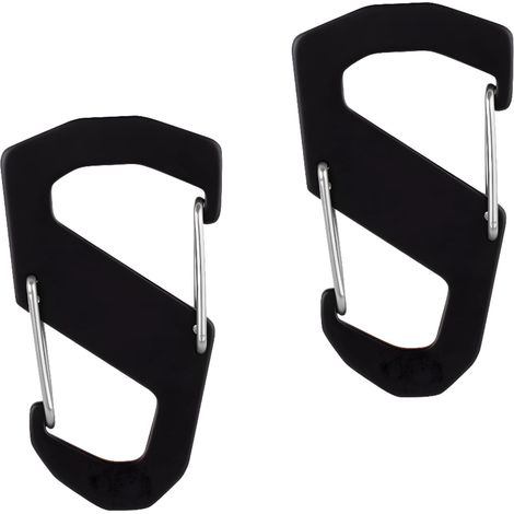 Lot de 2 mousquetons en forme de S - En métal - Double mousqueton - Pour le camping, la pêche, la randonnée ou les voyages (1/5)