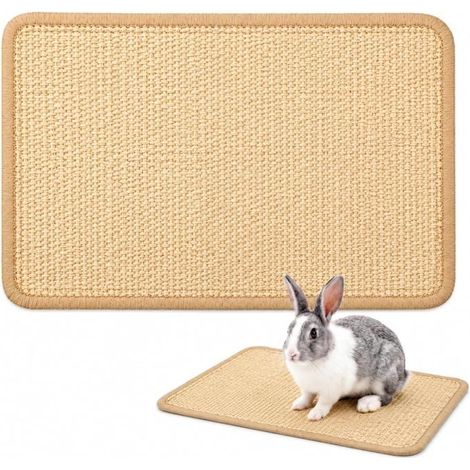 Tapis à Gratter pour Lapin en Sisal, 20x40cm Tapis Griffoir Lapin Jouets à Mâcher Tapis Lapin Cage Soin Griffes Avec support adhésif (1/5)