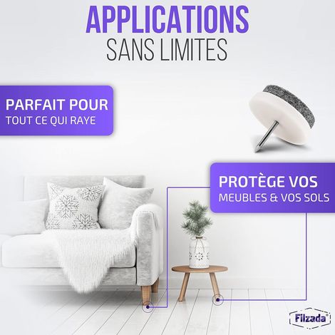 100x Patins En Feutre À Clouer - Ø 14 mm Blanc - Patins De Meubles Professionnels/patins De Chaise Feutre À Clouer (1/5)